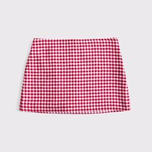 Abercrombie & Fitch Linen blend red gingham skort S NWT